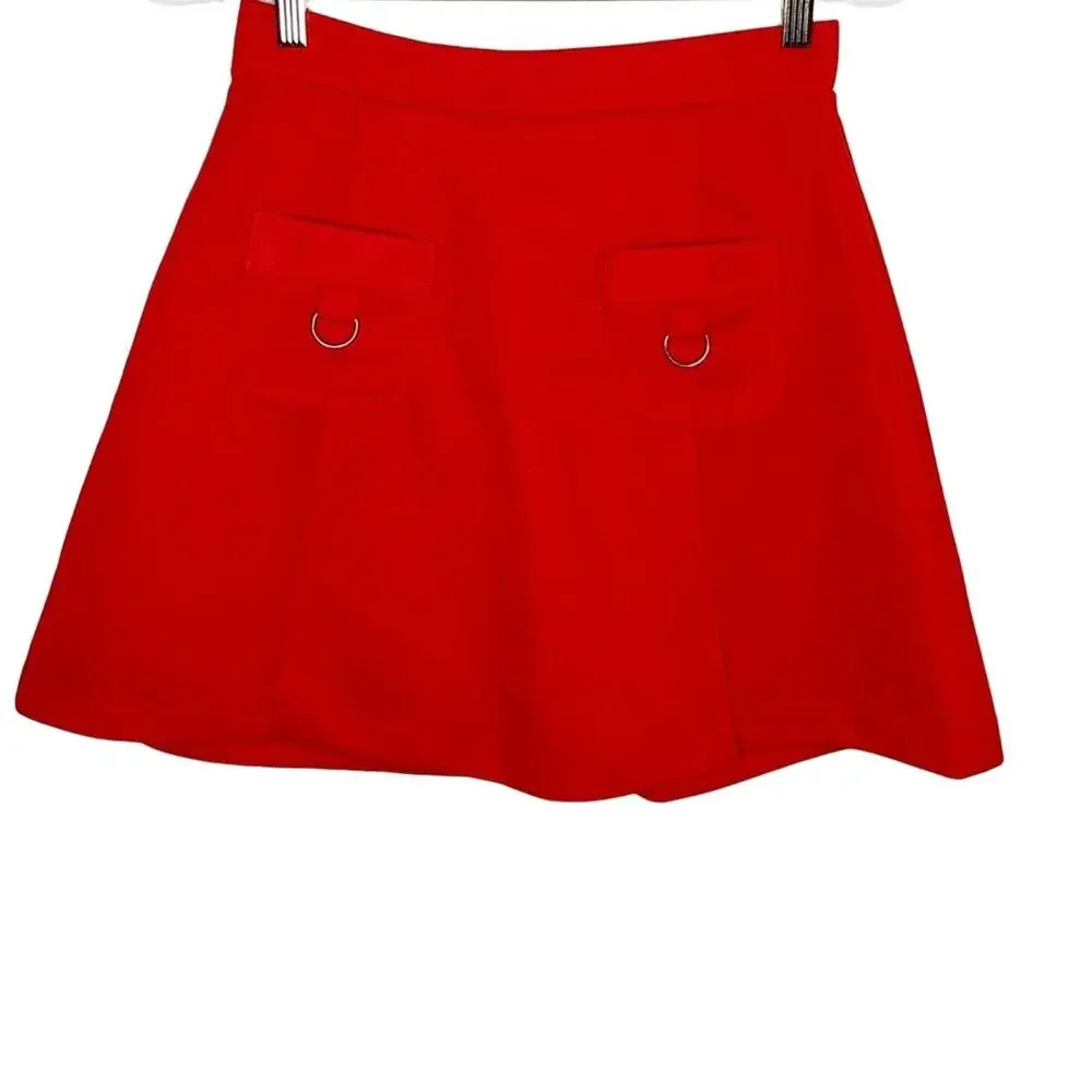 1970s Vintage Sears Perma Prest Red High Rise Sailor Mini Skirt Skort Medium